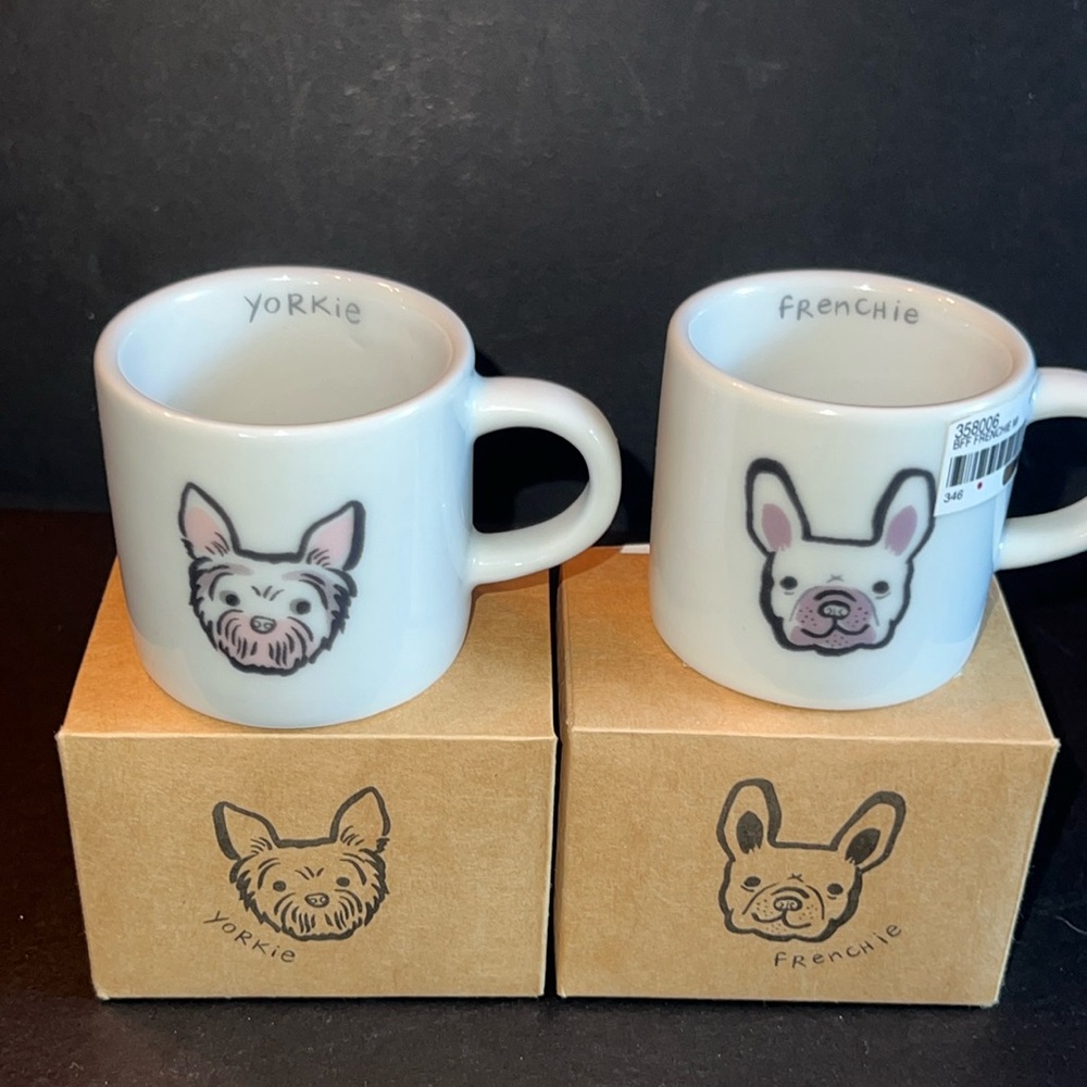 BFF “FRenCHie” & “yoRKie” espresso cups in gift box-New